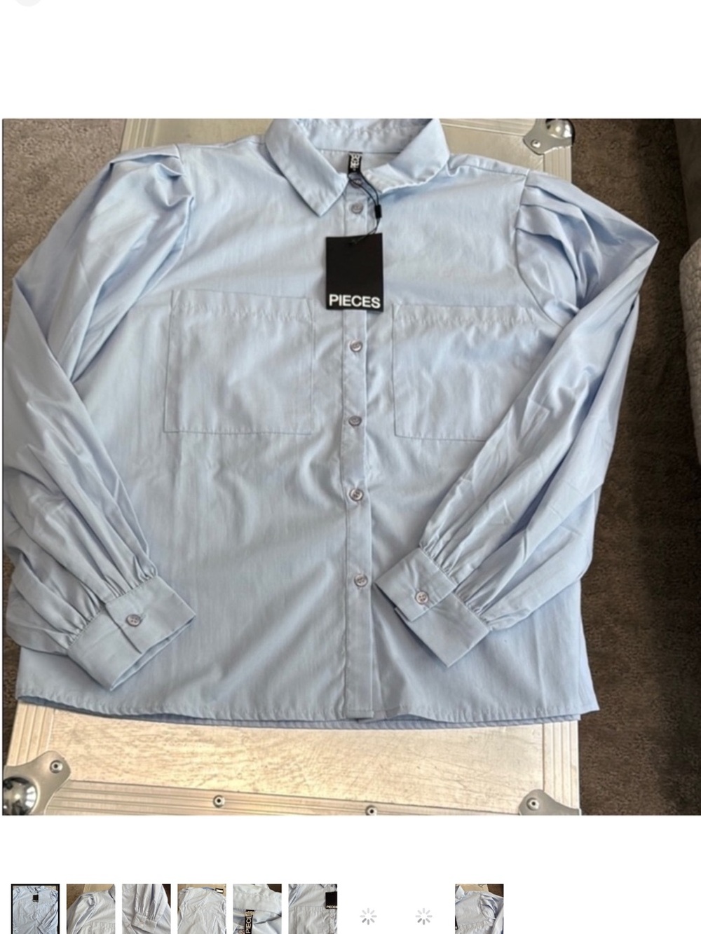 Pieces women’s Light Blue Button-Down Shirt